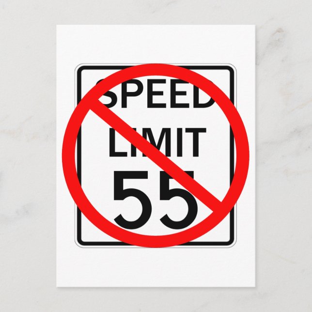 No 55 mph Speed Limit Sign Postcard (Front)