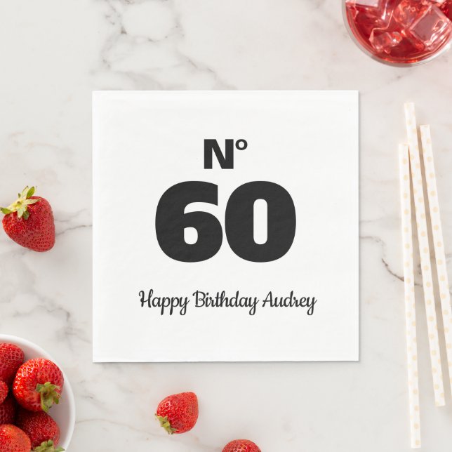 No 60 or Any Age Personalised Birthday Napkin (Insitu)