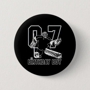 No. 7 Ice Hockey Goalie Happy 7th Birthday Boy 6 Cm Round Badge