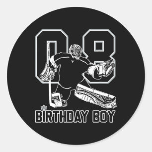 No. 8 Ice Hockey Goalie Happy 8th Birthday Boy Classic Round Sticker