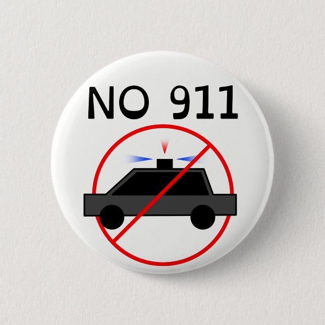 NO 911 logo B 6 Cm Round Badge (Front)