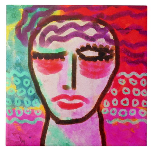 No Abstract Digital Painting of a Woman Tile (Front)