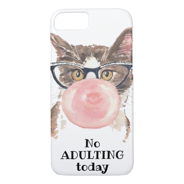 No Adulting Today Funny Cat Case-Mate iPhone Case (Back)