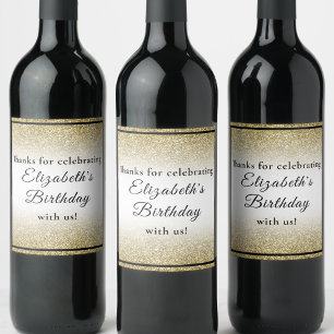 No Age Modern Black Gold 70th Birthday Custom Wine Label