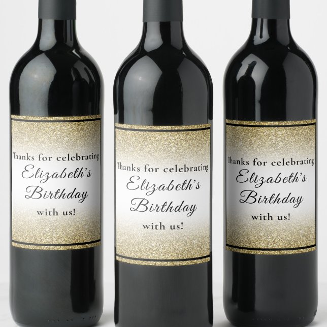 No Age Modern Black Gold 70th Birthday Custom  Wine Label (Creator Uploaded)