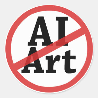 No AI Art Classic Round Sticker