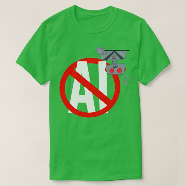 No AI Robot T-Shirt (Design Front)