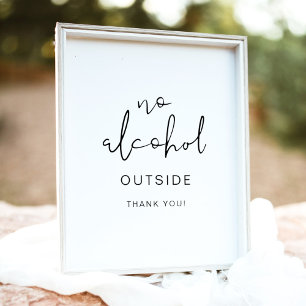 No Alcohol Outside Sign, Modern Minimalist Wedding Poster