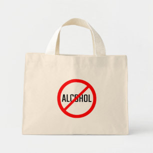 No Alcohol Red Prohibition Sign Tiny Tote Bag