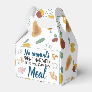 No animals were harmed vegan with cartoon animals favour box
