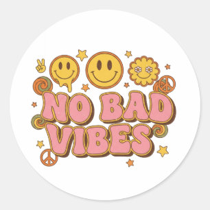 No Bad Vibes Retro Smiley Sticker 70s Groovy