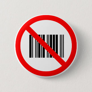 No barcodes 6 cm round badge
