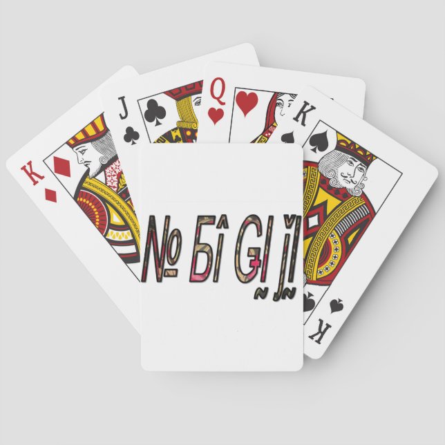 No Bigiji Text Art Print Playing Cards (Back)