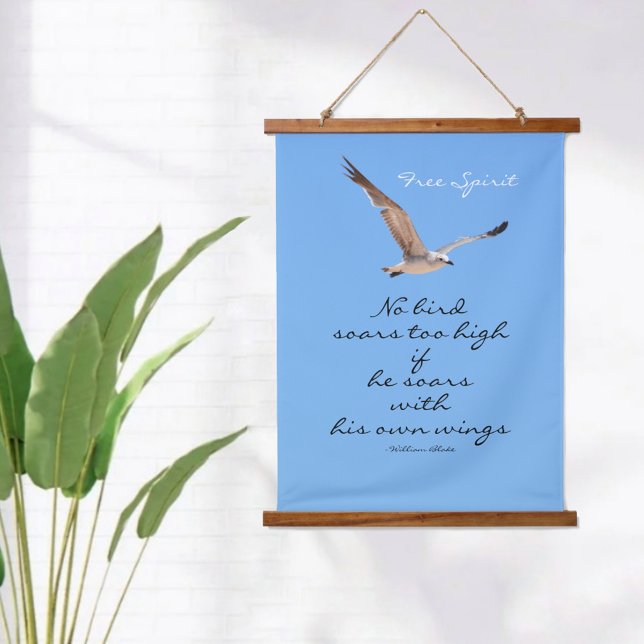 No Bird Soars Too High Seagulls Blue Hanging Tapestry (Creator Uploaded)