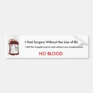 No Blood Bumper Sticker