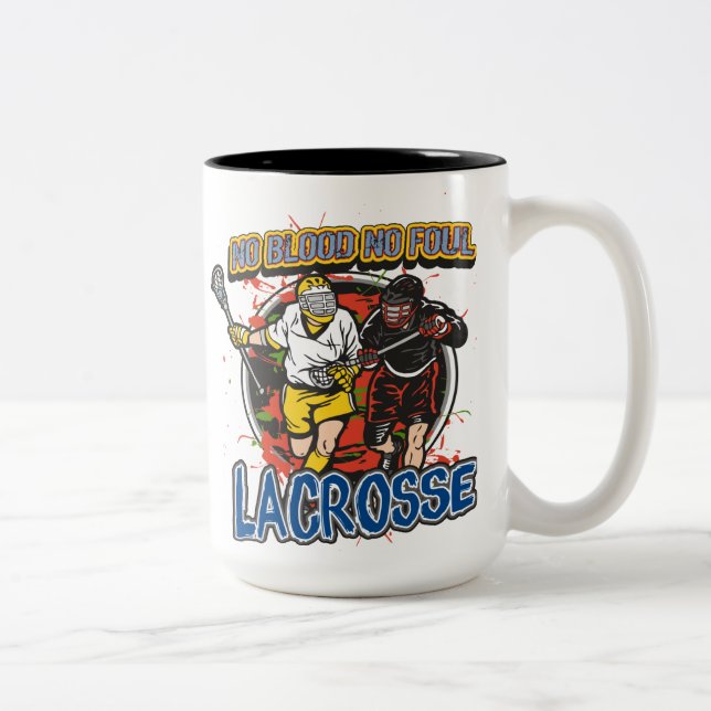 No Blood Lacrosse Two-Tone Coffee Mug (Right)