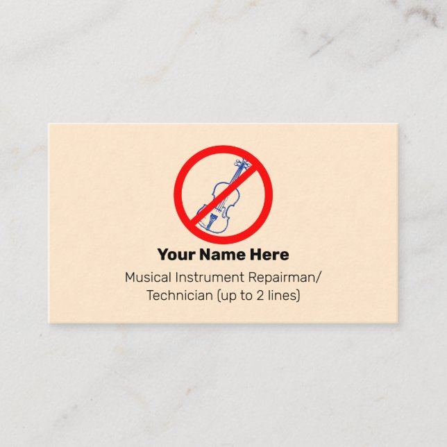 No Blue Violins Instrument Tech Blanched Almond  Business Card (Front)
