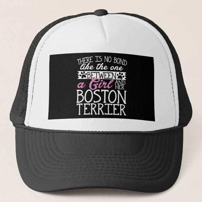 No Bond Like Between a Girl & Her Boston Terrier Trucker Hat (Front)