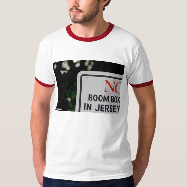 "No Boom Box in Jersey" - Ringer Tee (Front)