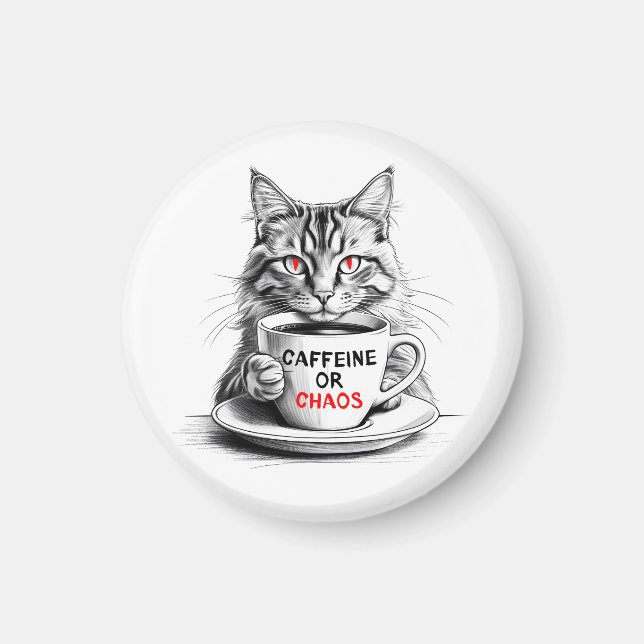 No Caffeine No Mercy Cat Coffee Lover  Magnet (Front)