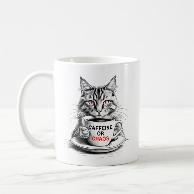 No Caffeine No Mercy Cat Coffee Lover  Mug (Left)