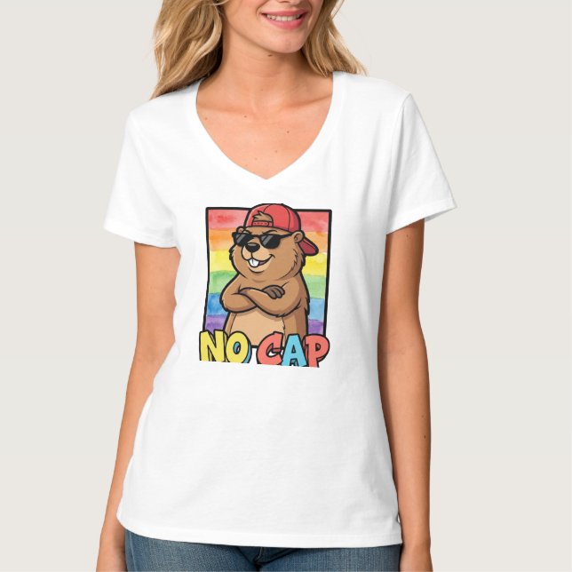 No Cap Capybara – Funny Capybara Meme Streetwear  T-Shirt (Front)