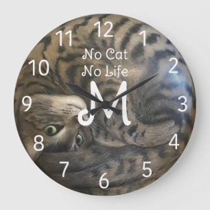 No Cat No Life Large Clock