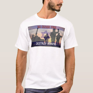No Cease Fire Destroy Hamas Men's Large T-Shirt