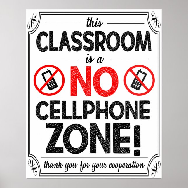 No Cellphones Allowed Classroom Poster (Front)