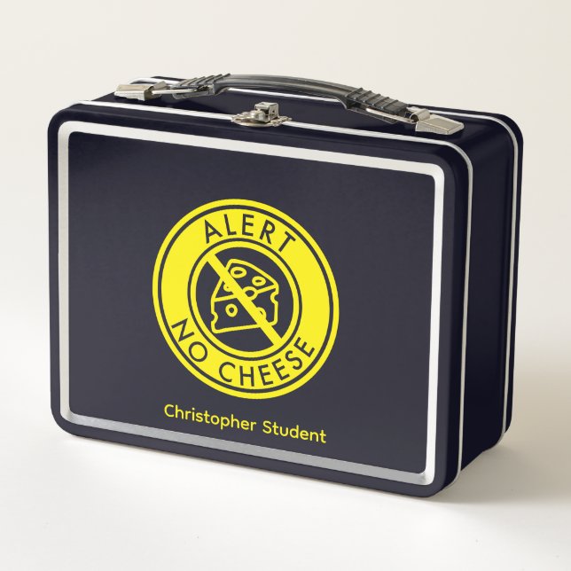 NO CHEESE Allergy Alert & Name Metal Lunch Box (Front)