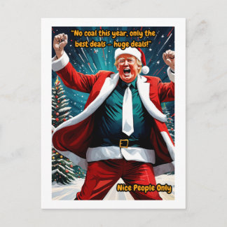 “No Coal, Only the Best Deals” Funny Santa Trump Holiday Postcard