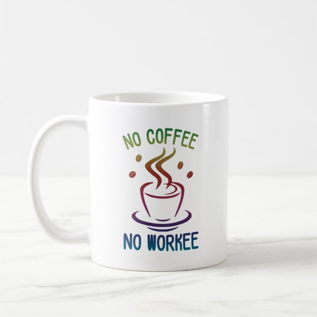 No Coffee No Workee T-Shirt Long Apron Mug (Left)