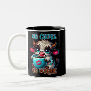No Coffee No Workie  Two-Tone Coffee Mug