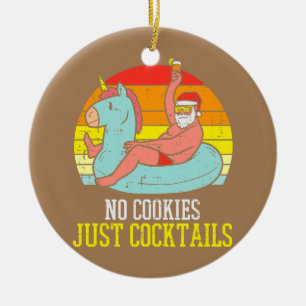 No Cookies Cocktails Santa Summer Christmas In Ceramic Tree Decoration
