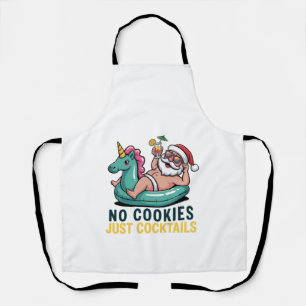 No Cookies Just Cocktails Santa Summer Christmas Apron