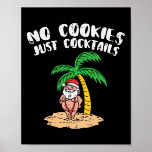 No Cookies Just Tails Santa Palm Tree Christmas In Poster