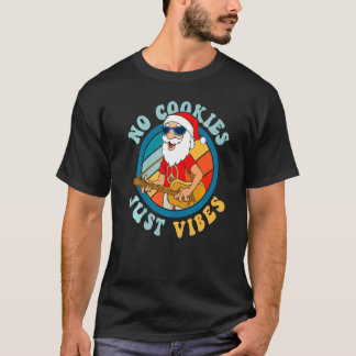 No Cookies Just Vibes Hippie Guitar Santa Christma T-Shirt