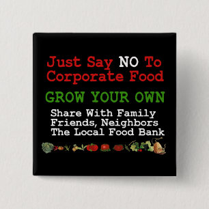 No Corporate Food 15 Cm Square Badge