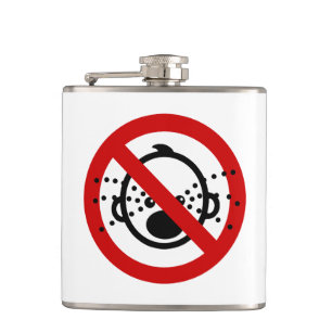 NO Cry Babies ⚠ Thai Airport Sign ⚠ Hip Flask