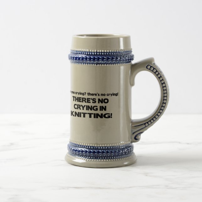 No Crying - Knitting Beer Stein (Right)