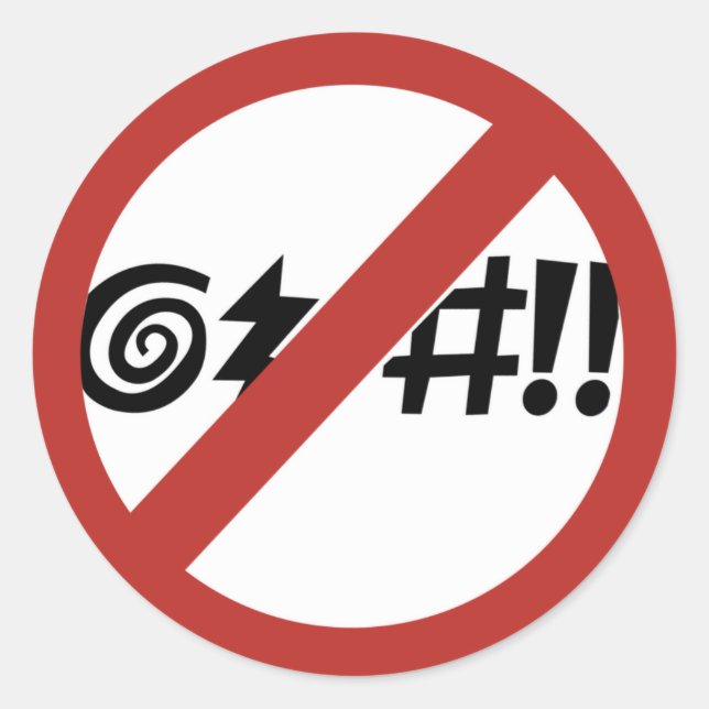 No Cursing Allowed, Sign, Virginia, US Classic Round Sticker (Front)