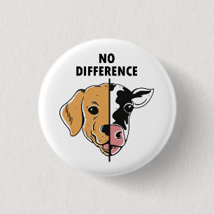 No Difference Animal Rights Cow Dog 3 Cm Round Badge