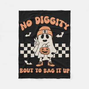 No Diggity Bout To Bag It Up Ghost Halloween Kids Fleece Blanket