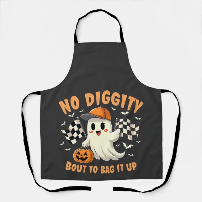 No Diggity Bout to Bag It Up Halloween Ghost  Apron (Front)