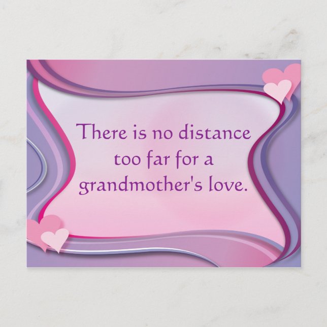 No Distance Too Far For Grandmother's Love Quote Postcard (Front)