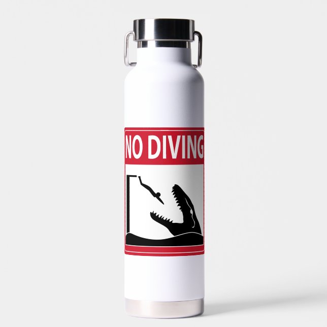 No Diving (Mosasaurus) Water Bottle (Front)