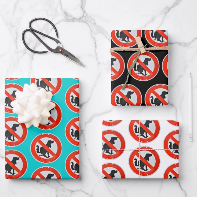 No Dog Poop Poo Sign Novelty Wrapping Paper Sheet (Front)