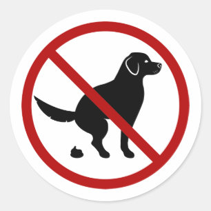 No Dog Pooping With Black Dog Silhouette Classic Round Sticker