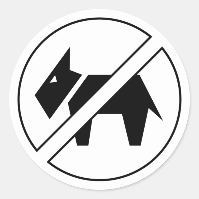No Dogs Allowed Bold Black and White Symbol Classic Round Sticker (Front)
