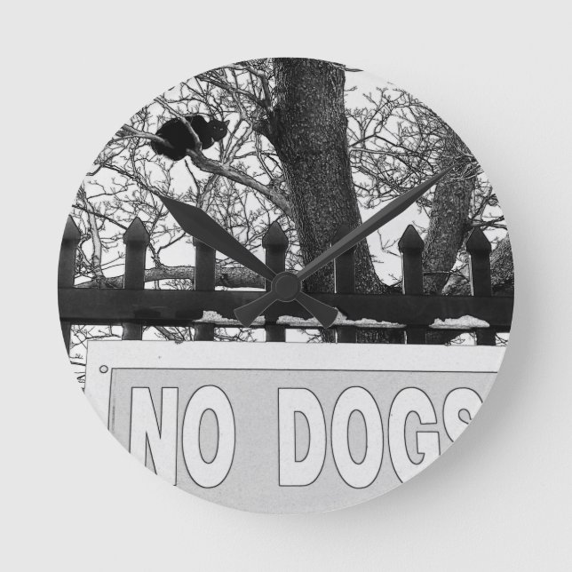 No Dogs Round Clock (Front)
